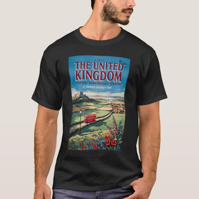 Storbritannien Landskapsillustration Resa Konst T Shirt (Framsida)