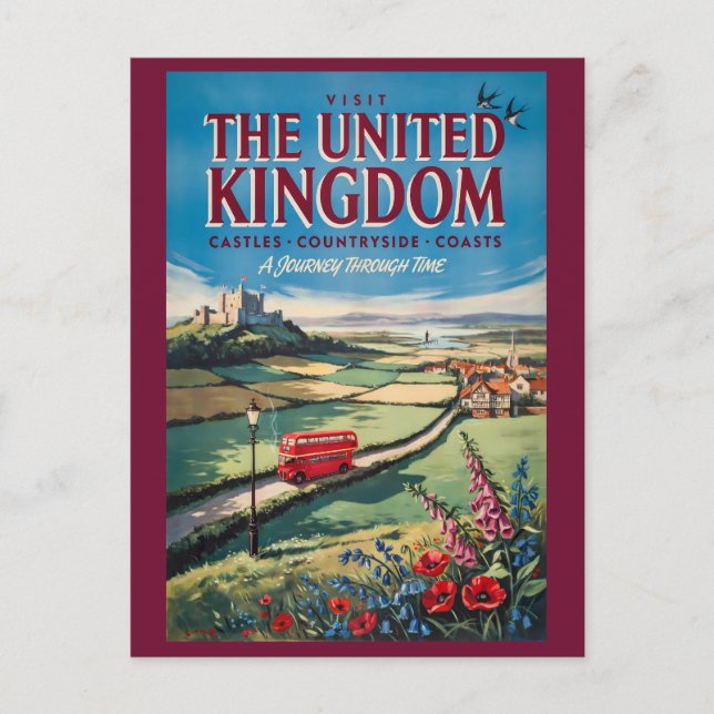Storbritannien Landskapsillustration Resa Konst Vykort (Framsida)