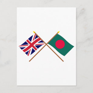 Storbritannien och Bangladesh Crossed Flaggor Vykort