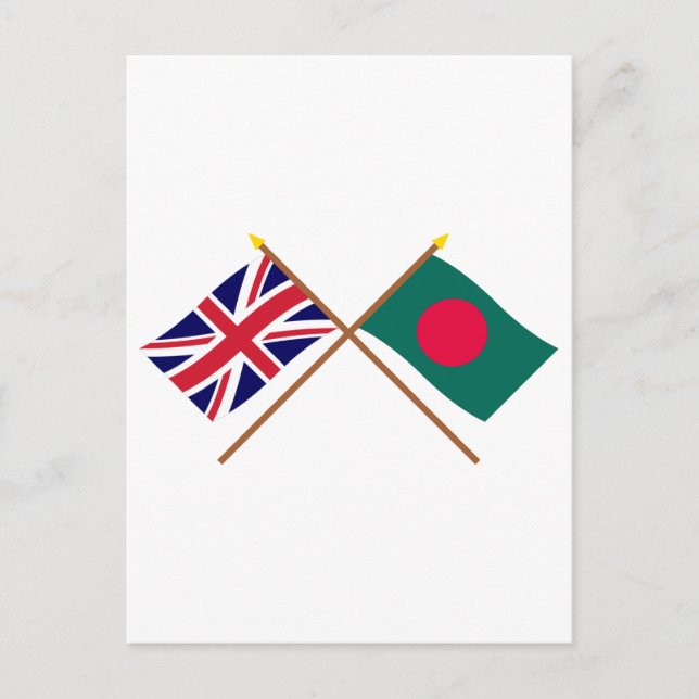 Storbritannien och Bangladesh Crossed Flaggor Vykort (Framsida)