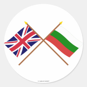 Storbritannien och Bulgarien Crossed Flaggor Runt Klistermärke