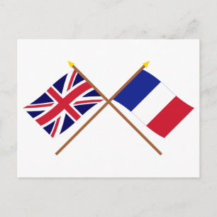 Storbritannien och Frankrike korsade flaggor Vykort