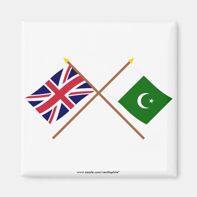 Storbritannien och Pakistan Crossed Flaggor Magnet (Framsidan)