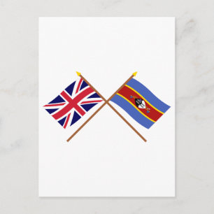 Storbritannien och Swaziland Crossed Flaggor Vykort
