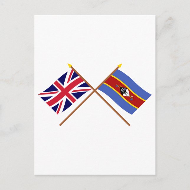 Storbritannien och Swaziland Crossed Flaggor Vykort (Framsida)
