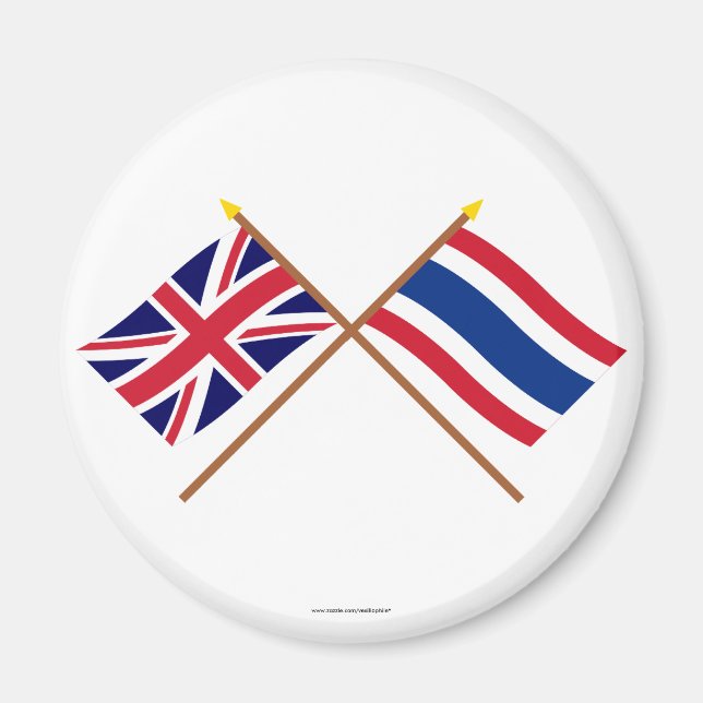 Storbritannien och Thailand Crossed Flaggor Magnet (Framsidan)