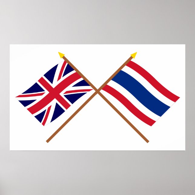 Storbritannien och Thailand Crossed Flaggor Poster (Framsidan)