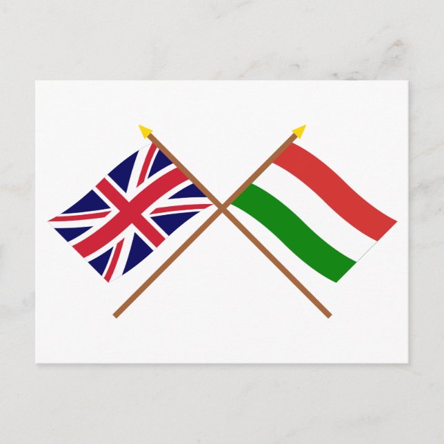 Storbritannien och Ungern Crossed Flaggor Vykort (Framsida)