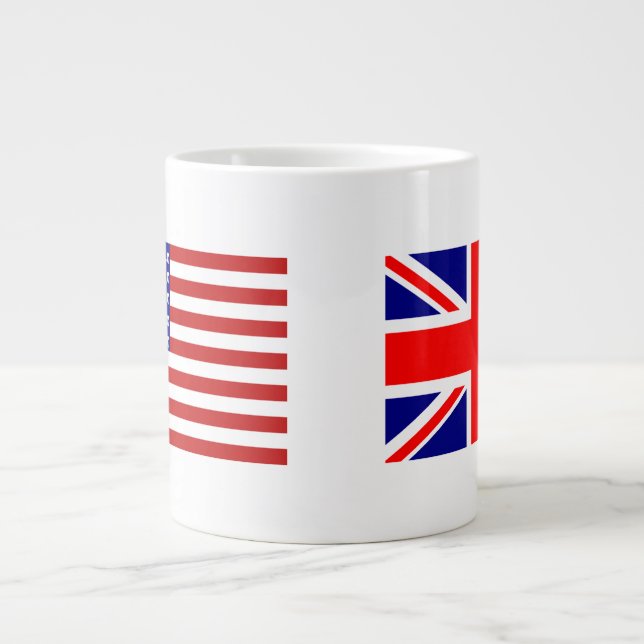 Storbritannien och USA flagga sida vid sida Jumbo Mugg (Framsidan)