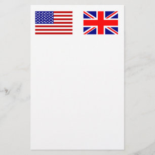 Storbritannien och USA:s flaggor sida vid sida Brevpapper