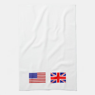 Storbritannien och USA:s flaggor sida vid sida Kökshandduk