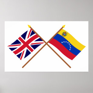 Storbritannien och Venezuela Crossed Flaggor Poster
