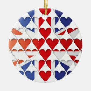 Storbritannien Storbritannien Flagga Hjärtan Julgransprydnad Keramik