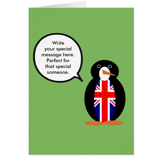 Storbritannien Talande Ms. Pingvin Hälsningskort (Framsidan)
