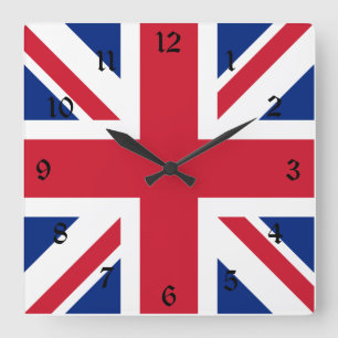 Storbritannien Union Jack Flagga för brittiska kol Fyrkantig Klocka