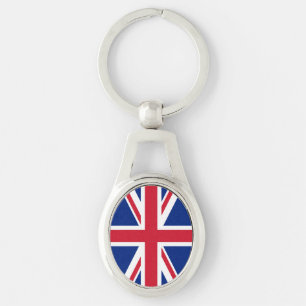 Storbritannien Union Jack Flagga för brittiska kol Ovalt Silverfärgad Nyckelring