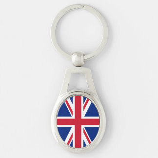 Storbritannien Union Jack Flagga för brittiska kol Ovalt Silverfärgad Nyckelring