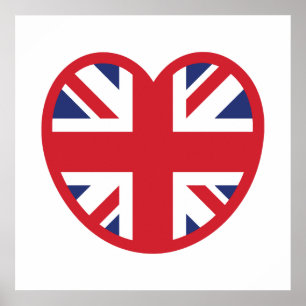 Storbritannien Union Jack Flagga Hjärta Poster