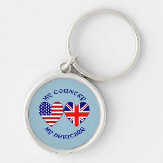 Storbritannien USA Mitt land Mitt arv Rund Silverfärgad Nyckelring