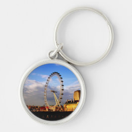 Storbritannien Vacker LONDON EYE Utsikt Rund Silverfärgad Nyckelring