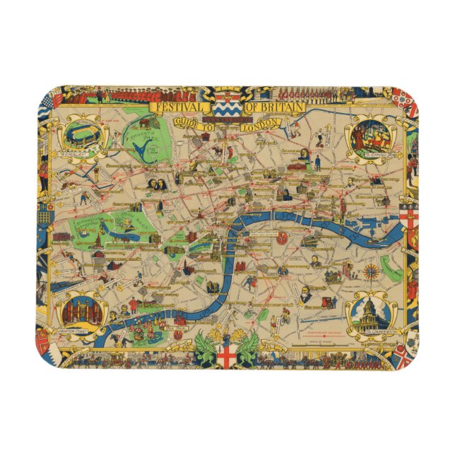 Storbritanniens festival: Guide till London Karta Magnet (Horisontell)