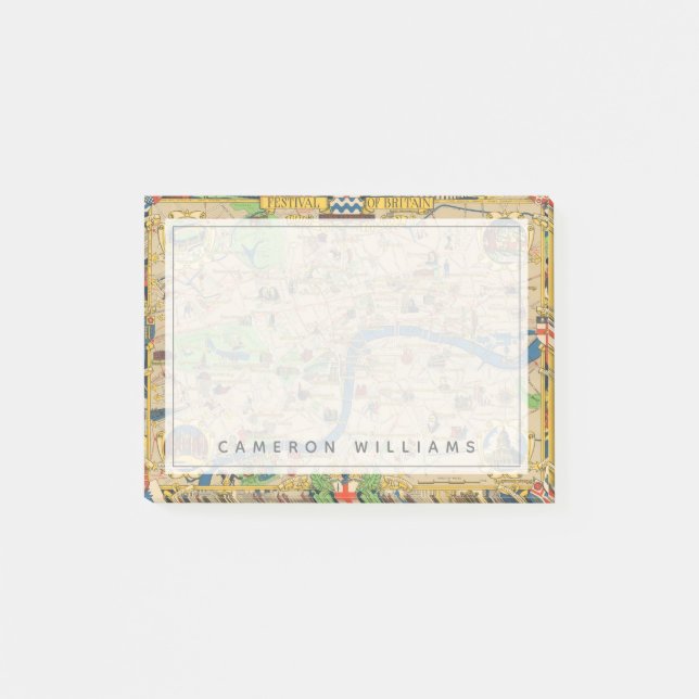 Storbritanniens festival: Guide till London Karta Post-it Block (Framsida)