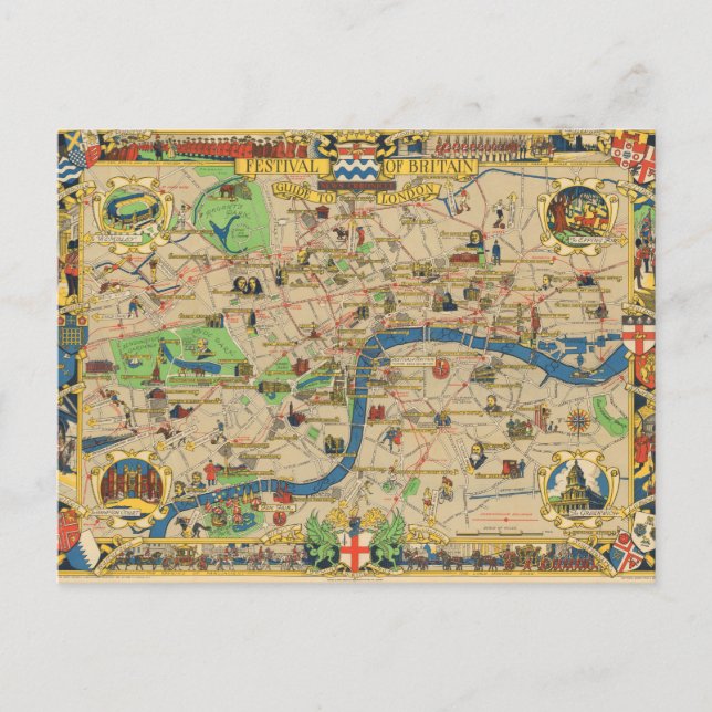 Storbritanniens festival: Guide till London Karta Vykort (Framsida)