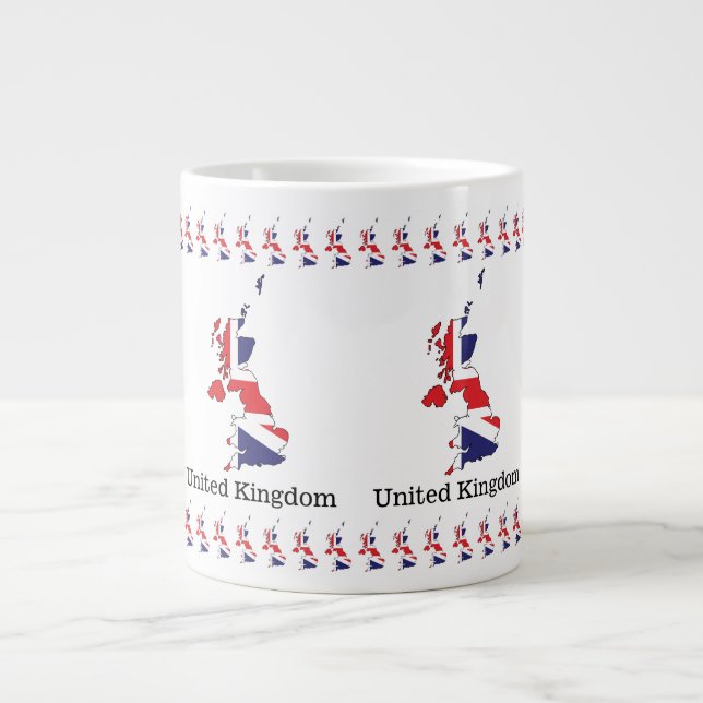 Storbritanniens flagga i kartdesign - souvenirer jumbo mugg (Framsidan)
