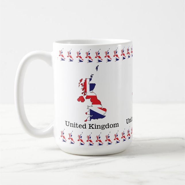 Storbritanniens flagga i kartdesign - souvenirer kaffemugg (Vänster)