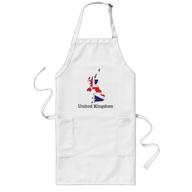 Storbritanniens flagga inom kartdesign - souvenire långt förkläde (Framsidan)