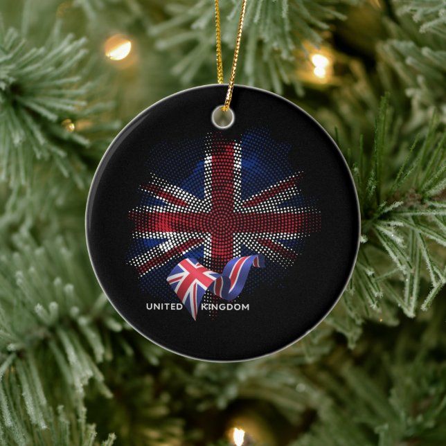 Storbritanniens flagga julgransprydnad keramik (Träd)