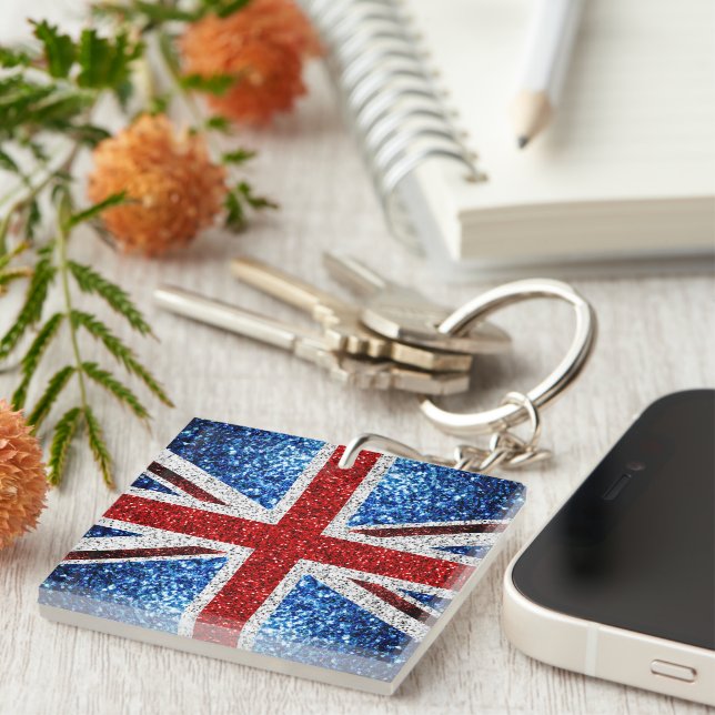 Storbritanniens flagga röd blå vit gnistrar glitte (Högra Framsidan)
