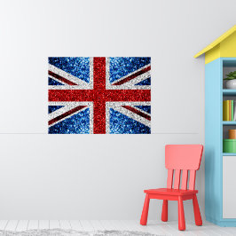 Storbritanniens flagga röd blå vit gnistrar glitte poster