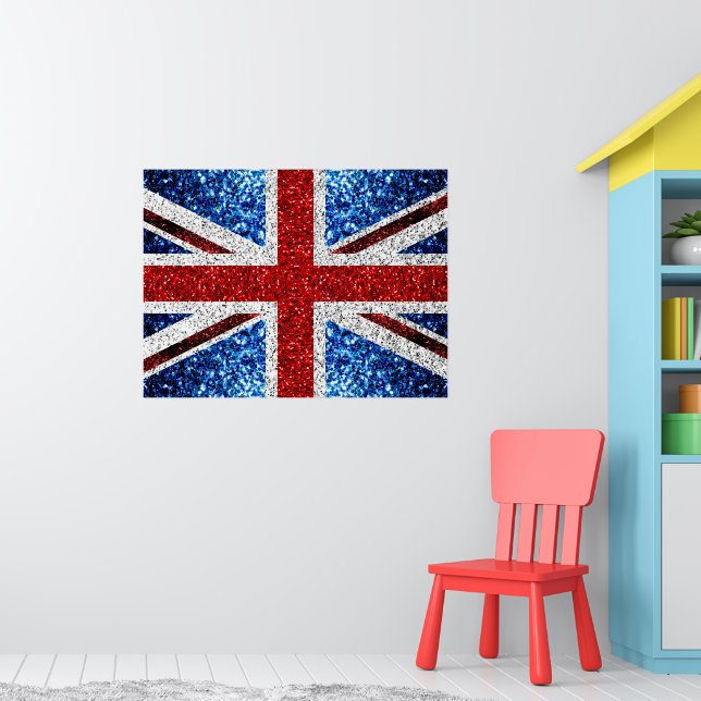 Storbritanniens flagga röd blå vit gnistrar glitte poster (Barnkammare 1)