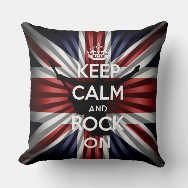 Storbritanniens flagga Union Jack och Keep calm an Kudde (Framsida)