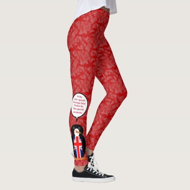 Storbritanniens flaggdag Ms. Penguin Talande Leggings (Höger)