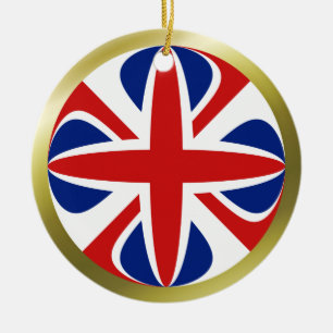 Storbritanniens flaggprydnad julgransprydnad keramik