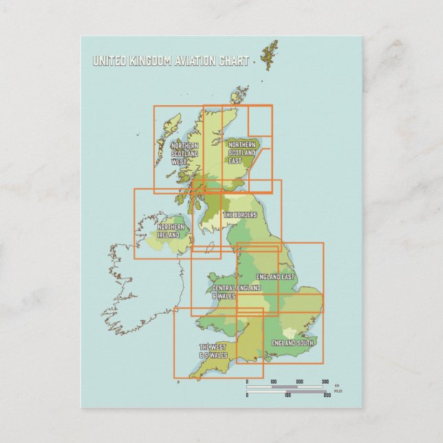 Storbritanniens flygkarta vykort (Framsida)