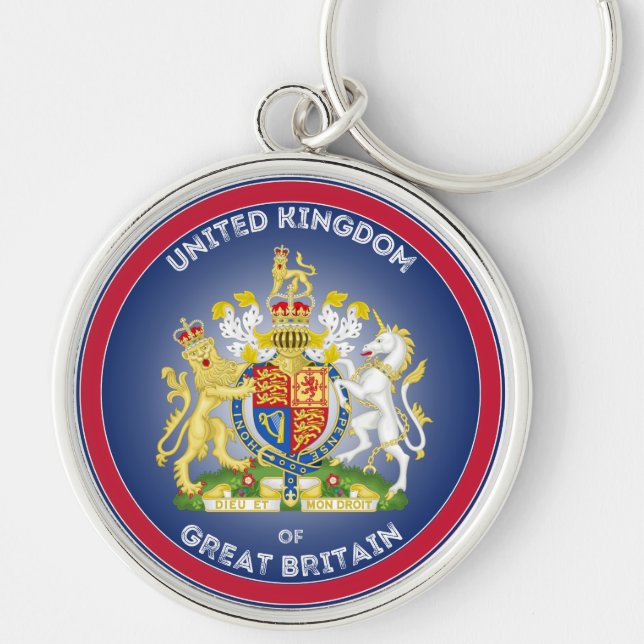 Storbritanniens kulturarvssymbol rund silverfärgad nyckelring (Framsidan)