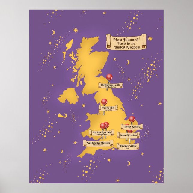 Storbritanniens mest hemsökta platser karta. poster (Framsidan)