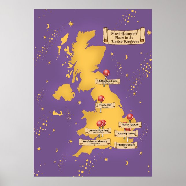 Storbritanniens mest hemsökta platser karta. poster (Framsidan)