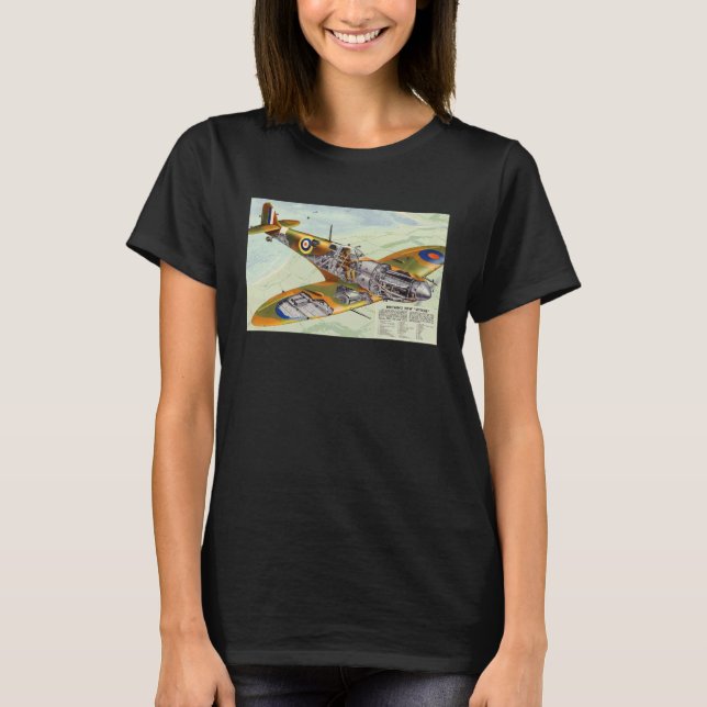 Storbritanniens Nya Spitfire Mekaniska Konstverk T Shirt (Framsida)