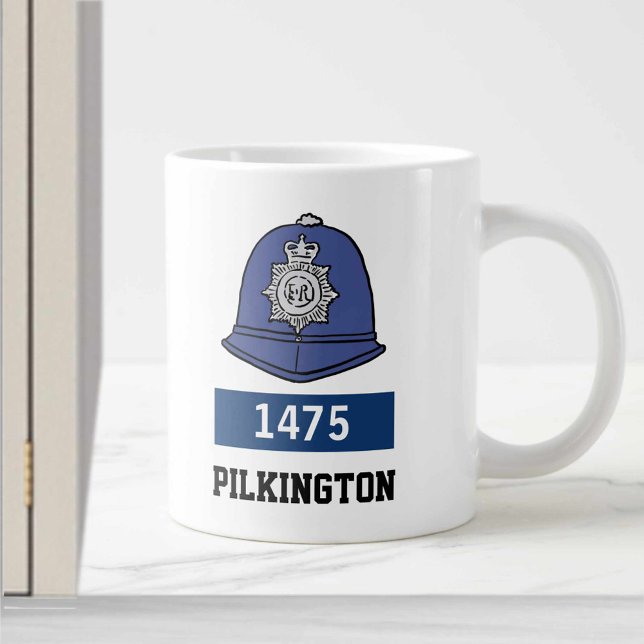 Storbritanniens poliskonstapel Helmet - lägg till  Jumbo Mugg (Skapare uppladdad)