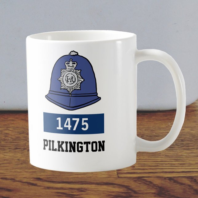 Storbritanniens poliskonstapel Helmet - lägg till  Kaffemugg (Skapare uppladdad)