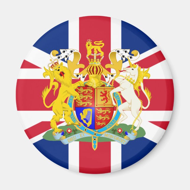 Storbritanniens statsvapen & flagga magnet (Framsidan)