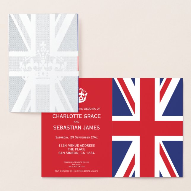 Storbritanniens Union Jack British Bröllop Thome Folierat Kort (Display)