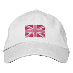 Storbritanniens Union Jack-flagga i rosa Broderad Keps