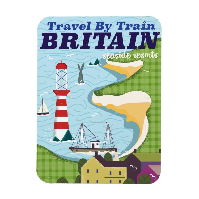 Storbritanniens vintage tåg semester poster magnet (Vertikal)