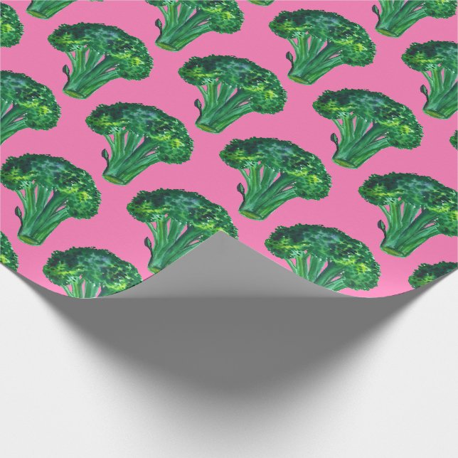 Storbroccoli-rosa och grönt, figursättningsvattenf presentpapper (Hörn)