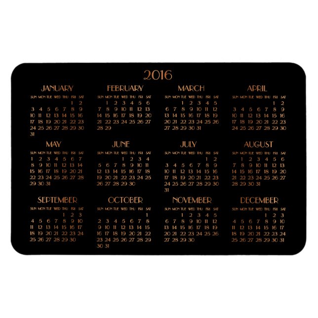 Storbrons svart årskalender 2016 Magnet (Horisontell)